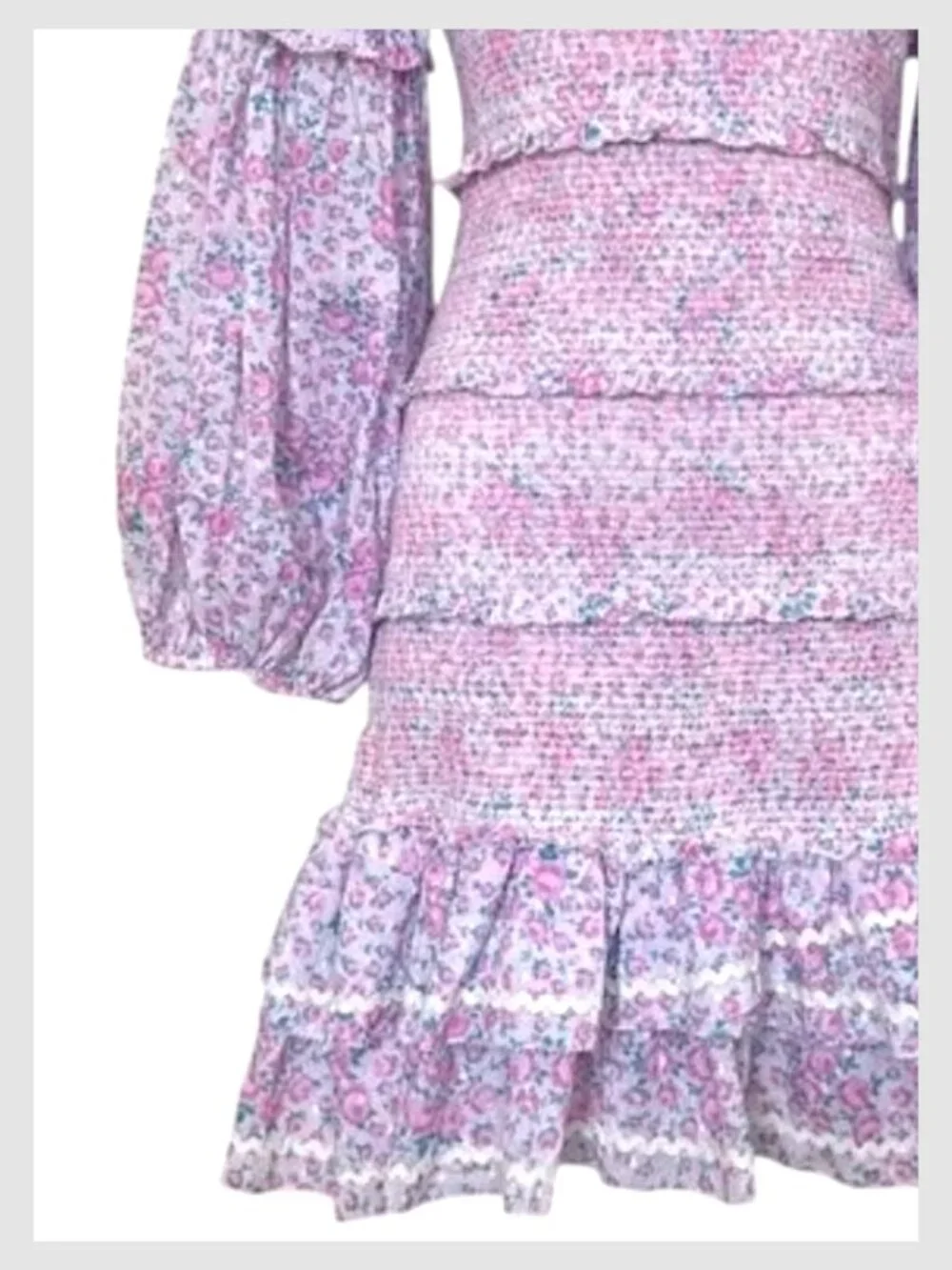 ensley mini dress pink LoveShackFancy Ensley Mini Dress Candy Heart Smocked Puff Sleeve S stellacrispomusic.com